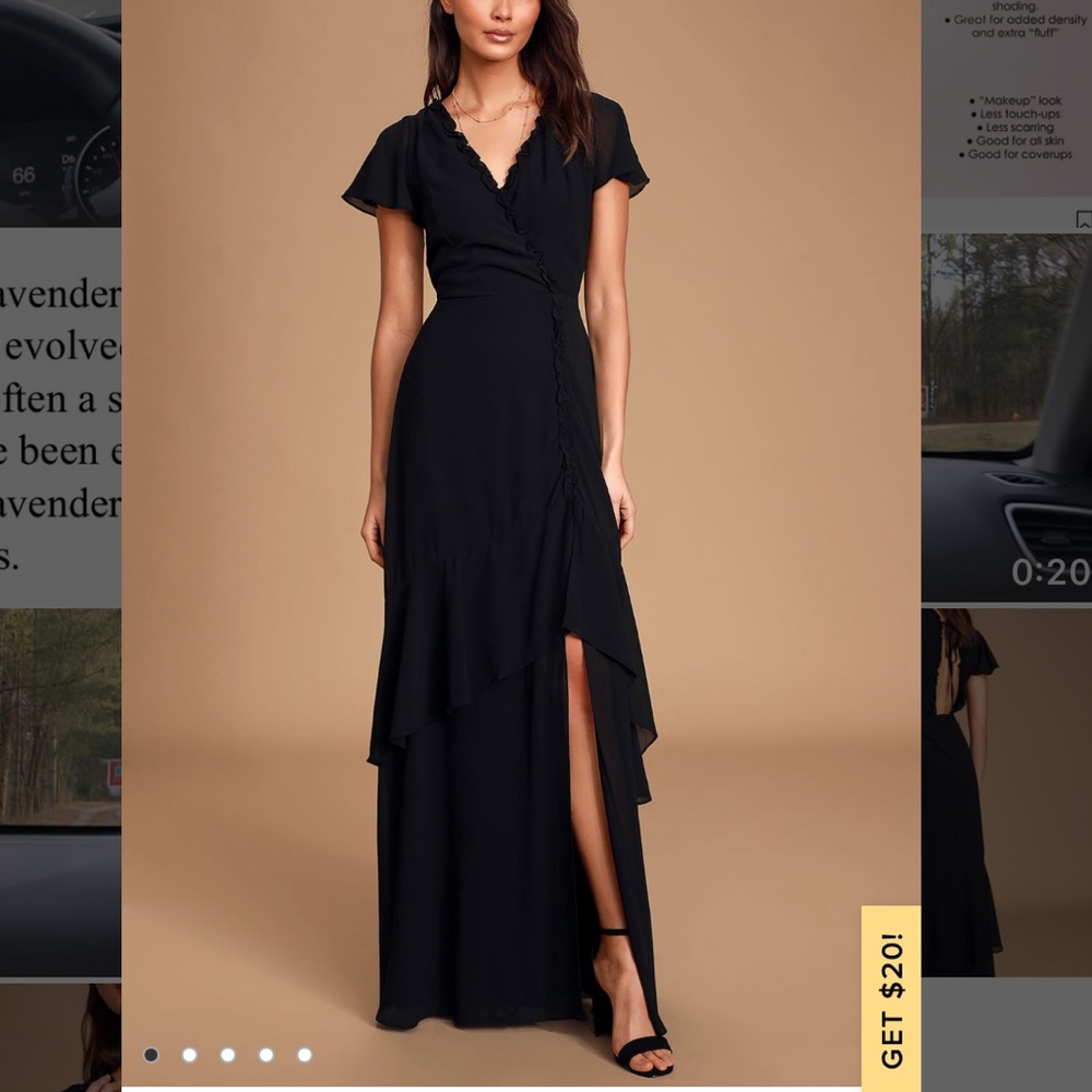 Black ruffled backless dress